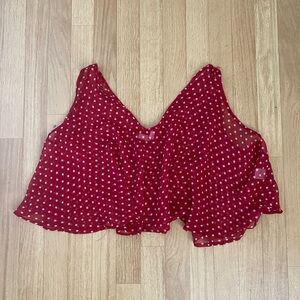 MILLAU Sheer Red Polka Dots Chiffon Cropped Blouse Size XS